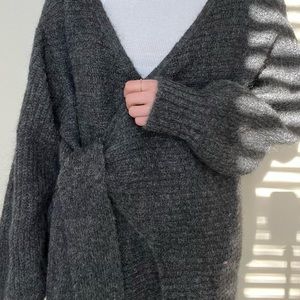 COS Grey Wrap Sweater